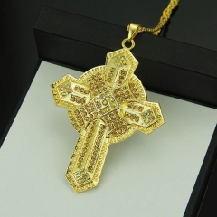 Wholesale Hip Hop Cross Necklace Rocking With Diamonds Pendant