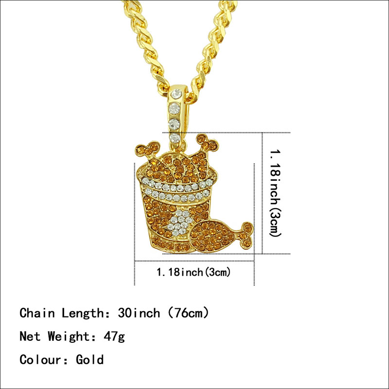 Wholesale Long Necklace With Coloured Diamond Chicken Leg Pendant