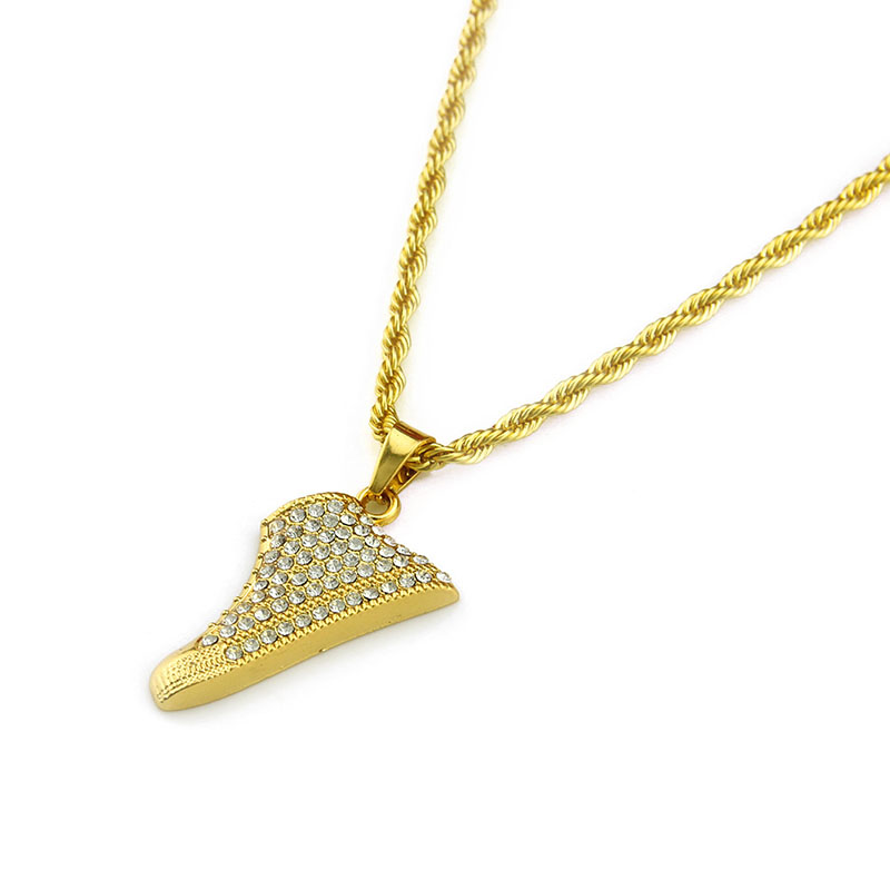 Wholesale Jewelry Creative Personalised Diamond Studded Shoe Pendant Necklace