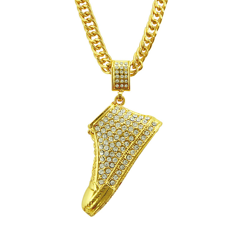 Creative Hip Hop Shoe Necklace With Diamond Alloy Pendant Supplier