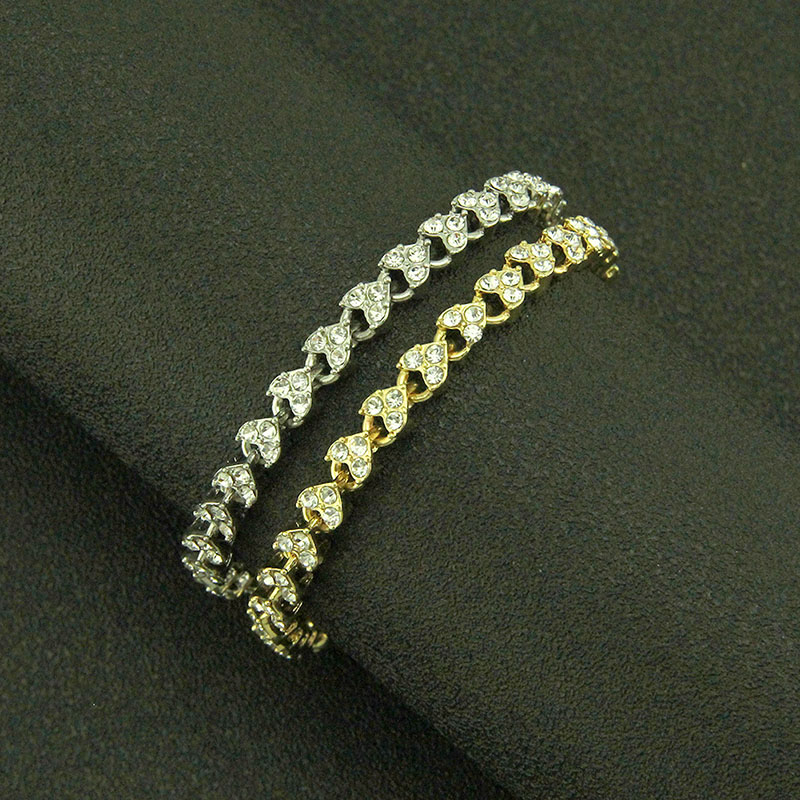 Wholesale Jewelry Simple Love Shape Bracelet With Full Diamonds