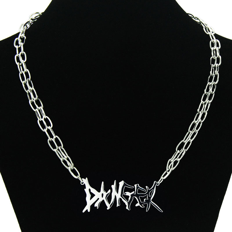 Punk Hip-hop Collarbone Chain Letter Titanium Steel Splicing Necklace Supplier