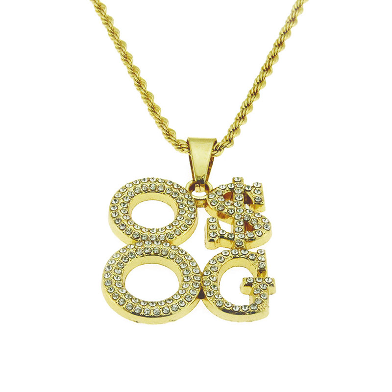 Wholesale Jewelry Men's Diamond Studded Personalised Alphabet Pendant Necklace
