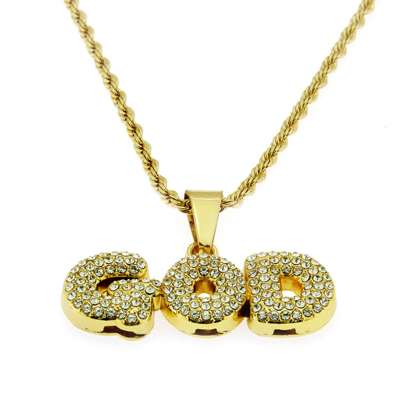 Wholesale Jewelry Hip Hop Men's Personalised Diamond Encrusted Inch Letter Pendant Necklace
