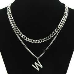 Stainless Steel Polished W Letter Double Layer Necklace Manufacturer