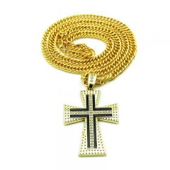 Wholesale Jewelry Hip Hop Exaggerated Large Diamond Encrusted Cross Pendant Necklace For Men