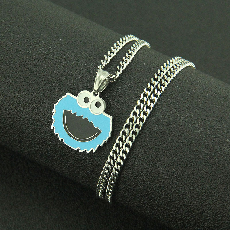 Wholesale Jewelry Cartoon Cute Couple Titanium Steel Necklace Pendant