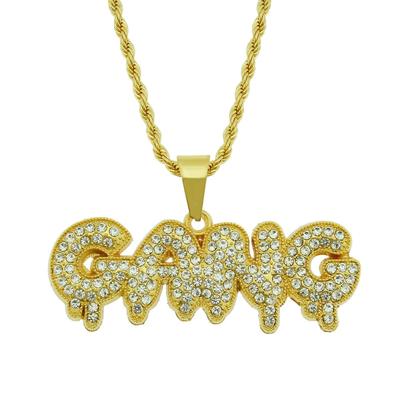 Wholesale Jewelry Hip Hop Personalised Diamond Encrusted Alphabet Pendant Necklace For Men