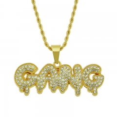 Wholesale Jewelry Hip Hop Personalised Diamond Encrusted Alphabet Pendant Necklace For Men