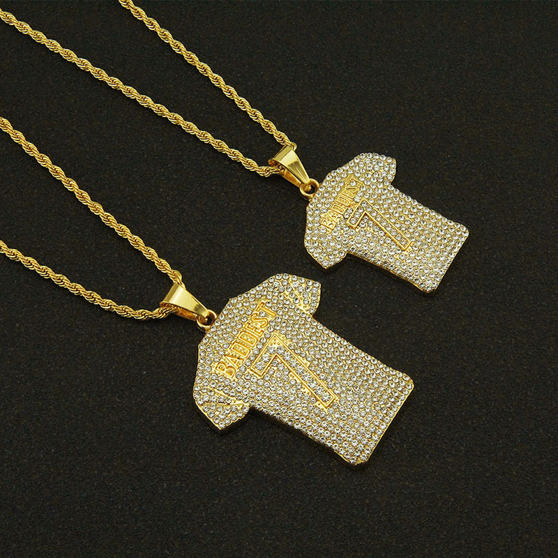 Wholesale Jewelry Punk Personalised Men's Diamond Set No.7 Jersey Pendant Necklace