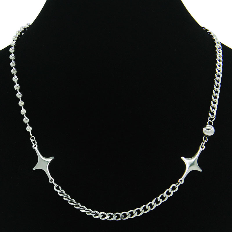 Creative Splicing Titanium Steel Glossy Shiny Star Bead Chain Short Necklace Manufacturer