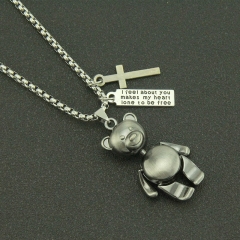 Wholesale Jewelry Hip Hop Cute Cartoon Robot Necklace Three-dimensional Bear Movable