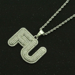 Wholesale Jewelry Men's Exaggerated Diamond Encrusted Alphabet Pendant Necklace