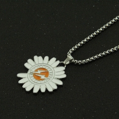 Wholesale Jewelry Hip Hop Daisy Flower Small Sun Notch Pendant Lightning Bolt Necklace