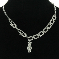 Diamond Studded Bear Pin Pendant Necklace Supplier