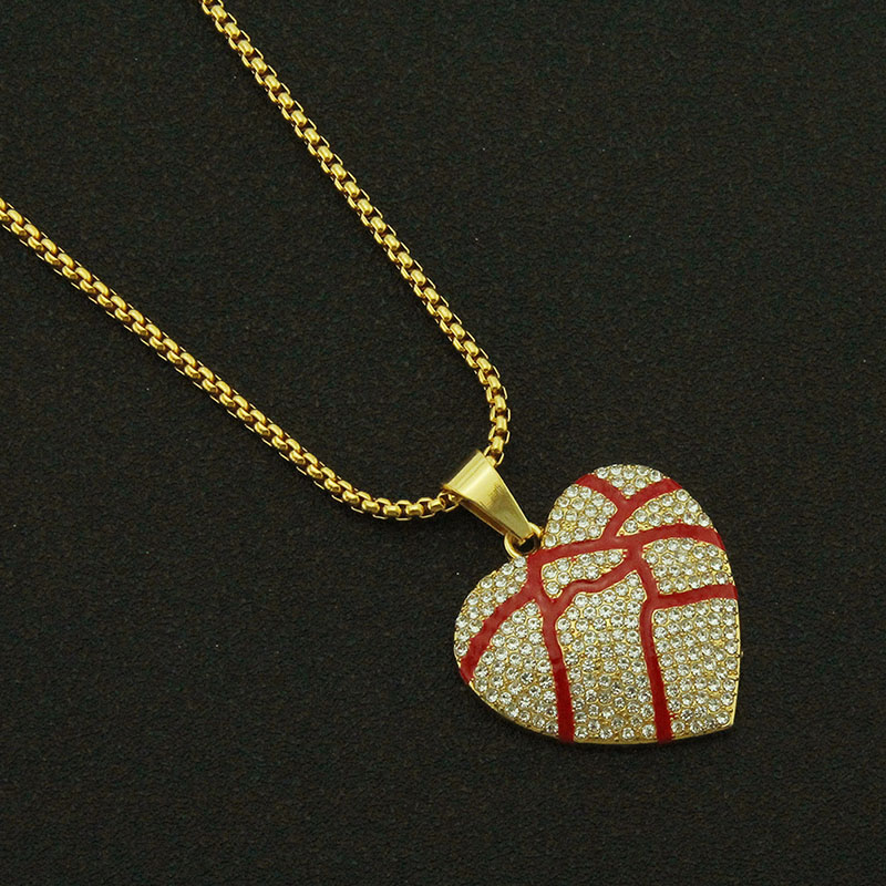 Wholesale Jewelry Hip Hop Love Burst Textured Oil Drip Alloy Pendant Necklace