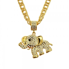 Wholesale Jewelry Hip Hop Exaggerated Men's Diamond Studded Elephant Pendant Necklace