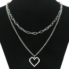 Double Layer Peach Heart Titanium Pendant Necklace Manufacturer