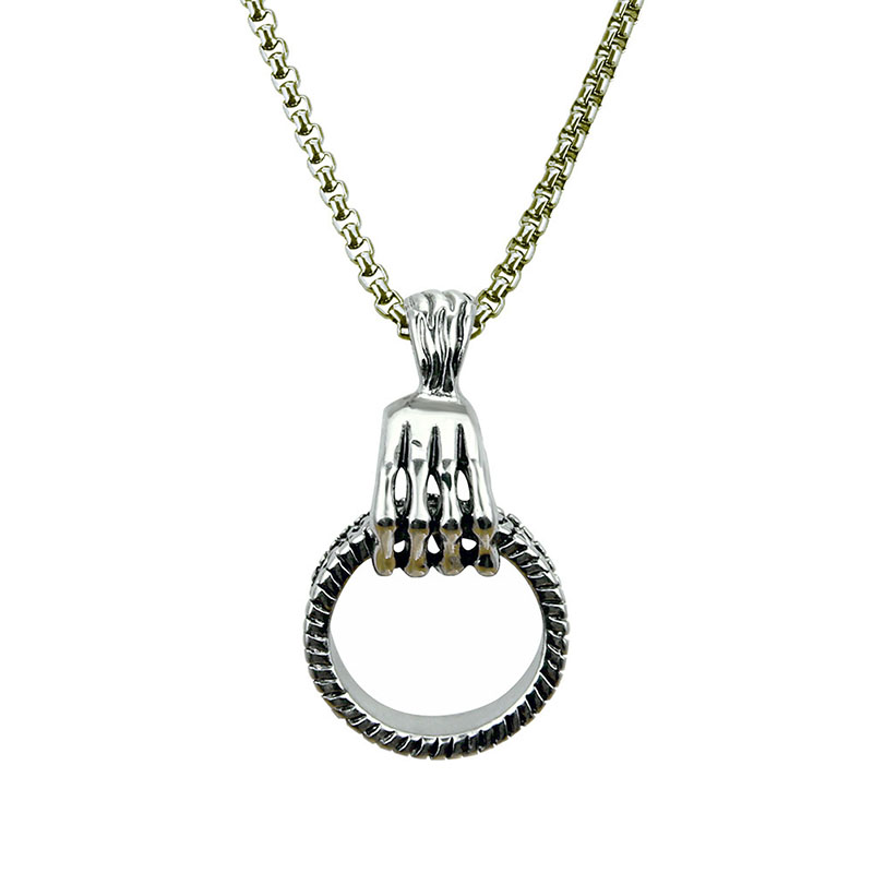 Hip Hop Skull Hand Rune Necklace Fashion Collarbone Chain Supplier