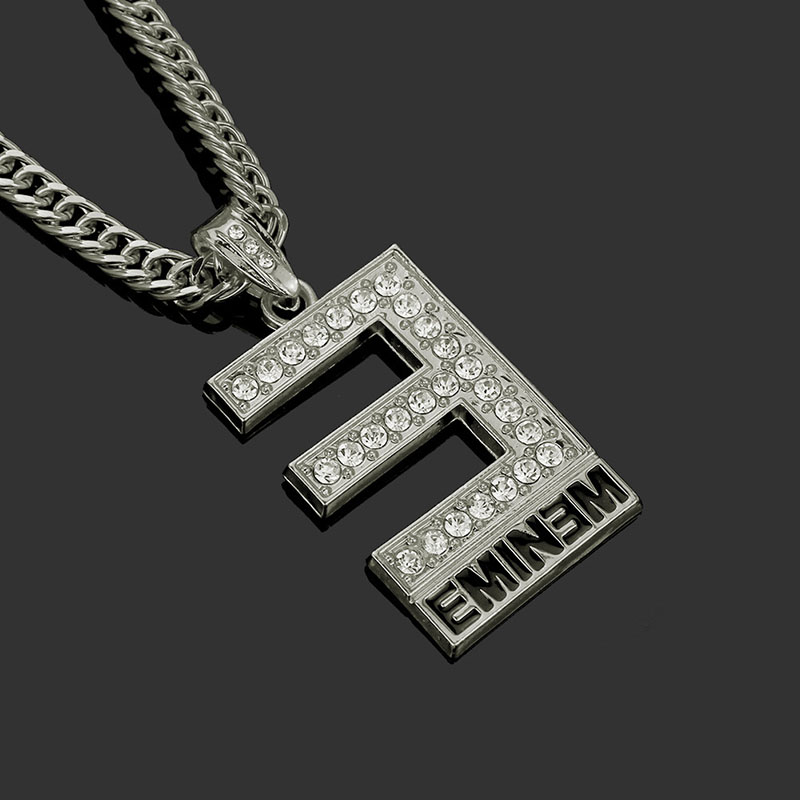 Hip Hop Letter E Necklace With Diamond Pendant Supplier