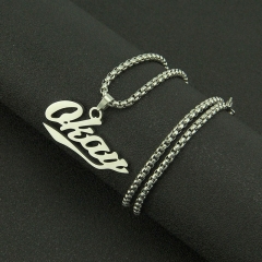 Wholesale Jewelry Simple English Letter Pendant Hip Hop Titanium Steel Necklace