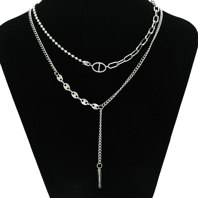 Double Layer Necklace With Pig Nose Clasp Y-shaped Collarbone Chain Supplier