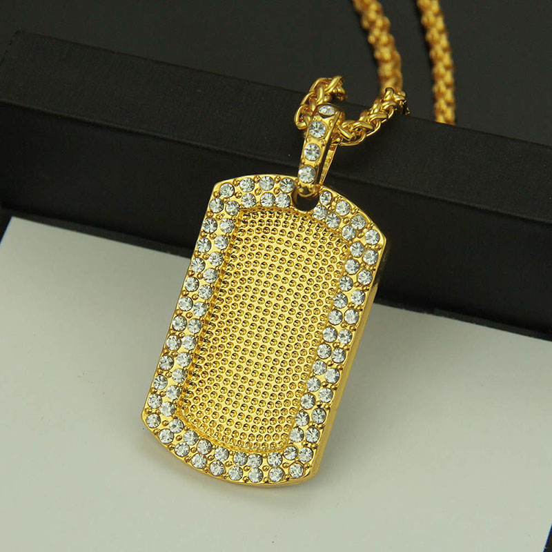 Diamond Set Hip Hop Military Necklace Fashionable Diamond Set Pendant Clavicle Chain Supplier