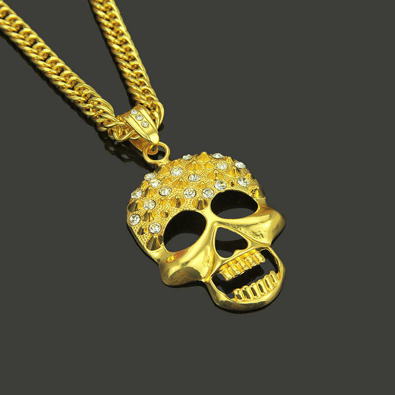 Wholesale Jewelry Hip-hop Exaggerated Large Skull Pendant Necklace For Men