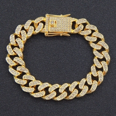 Hip Hop Full Diamond Encrypted Cuban Chain Bracelet Manufacturer