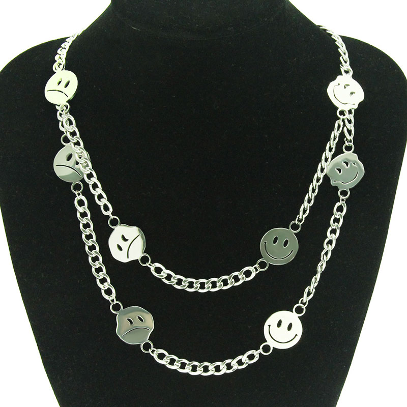 Necklace Glossy Smiley Stainless Steel Cuban Chain Necklace Supplier