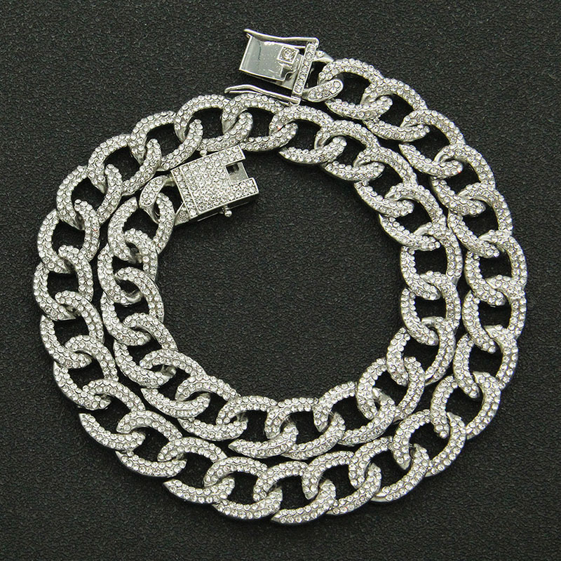 Hip Hop Full Diamond Exaggerated Full Diamond Cuban Chain Necklace Supplier