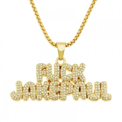 Pieced Double Row Full Diamond Alphabet Pendant Hip Hop Necklace Supplier