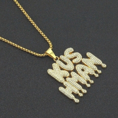 Pieced Full Diamond Alphabet Drop Pendant Necklace Supplier