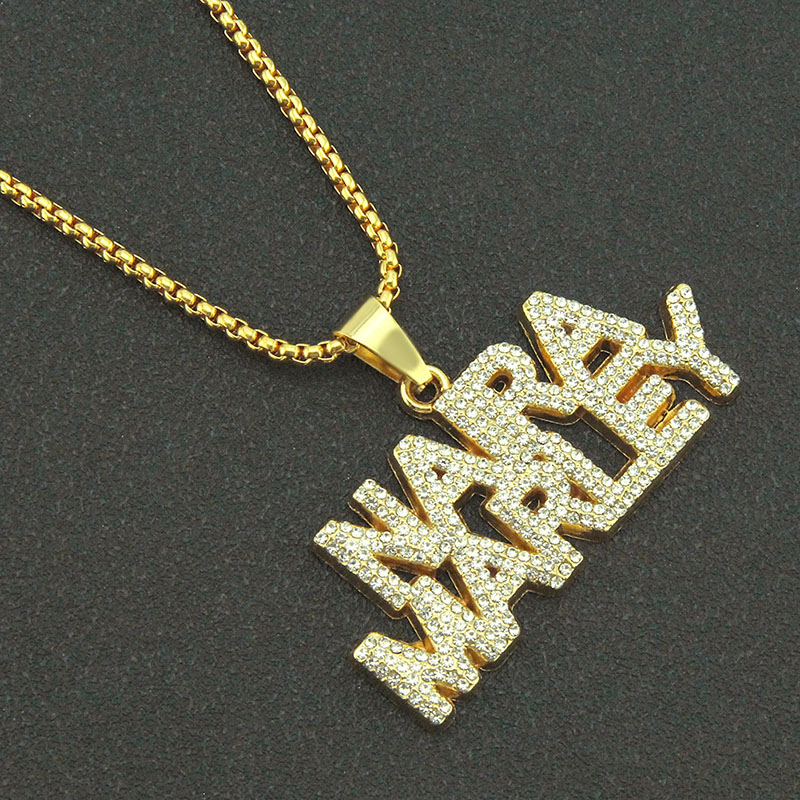 Hip Hop Pendant Necklace Full Of Diamonds Creative Spliced Letters Supplier