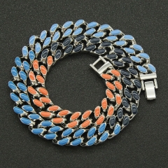 Colorful Oil Drip Spliced Cuban Chain Necklace Supplier