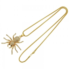 Full Diamond Stereoscopic Spider Pendant Necklace Hip Hop Supplier