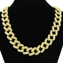 Full Diamond Cuban Chain Wide Necklace With Bone Chain Manufacturer