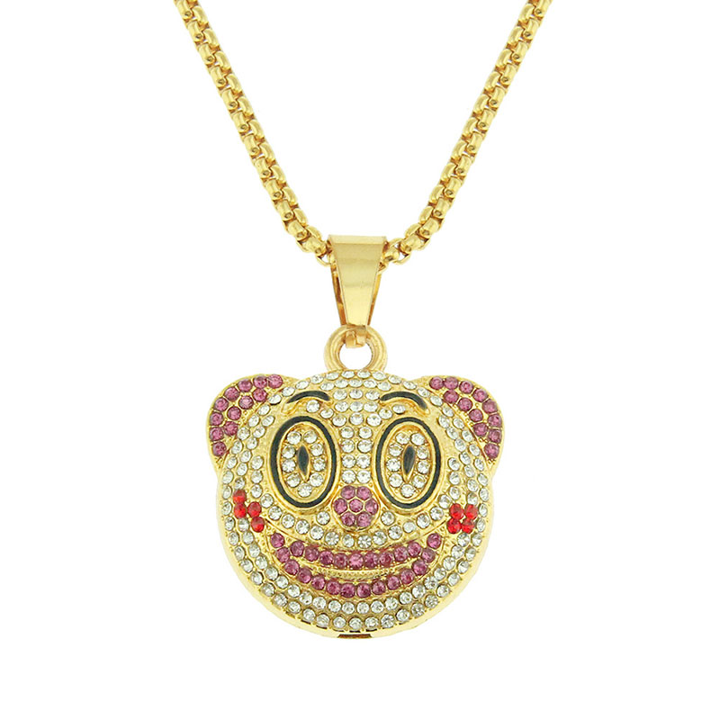 Hip Hop Creative Three Dimensional Clown Pendant Necklace With Full Diamonds Supplier