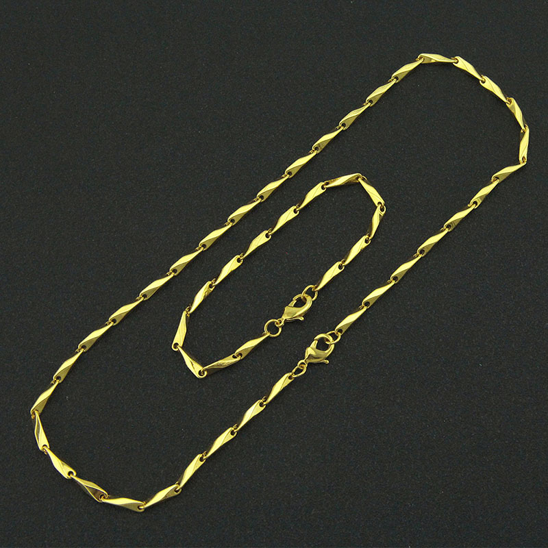 Hip Hop Simple Gold Glossy Bamboo Clasp Chain Necklace Supplier