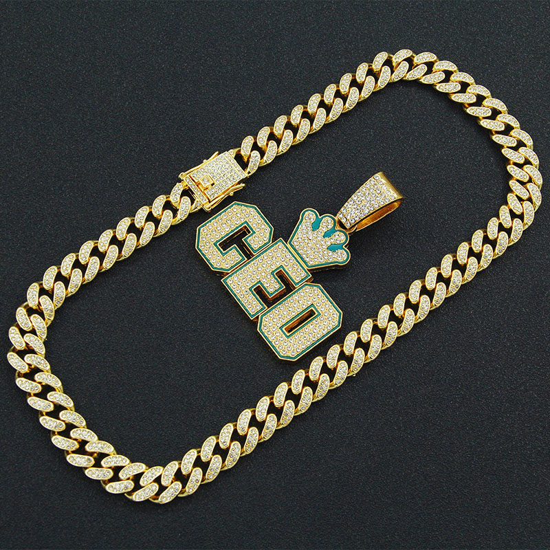 Hip Hop Full Diamond Personalised Alphabet Pendant Necklace Manufacturer