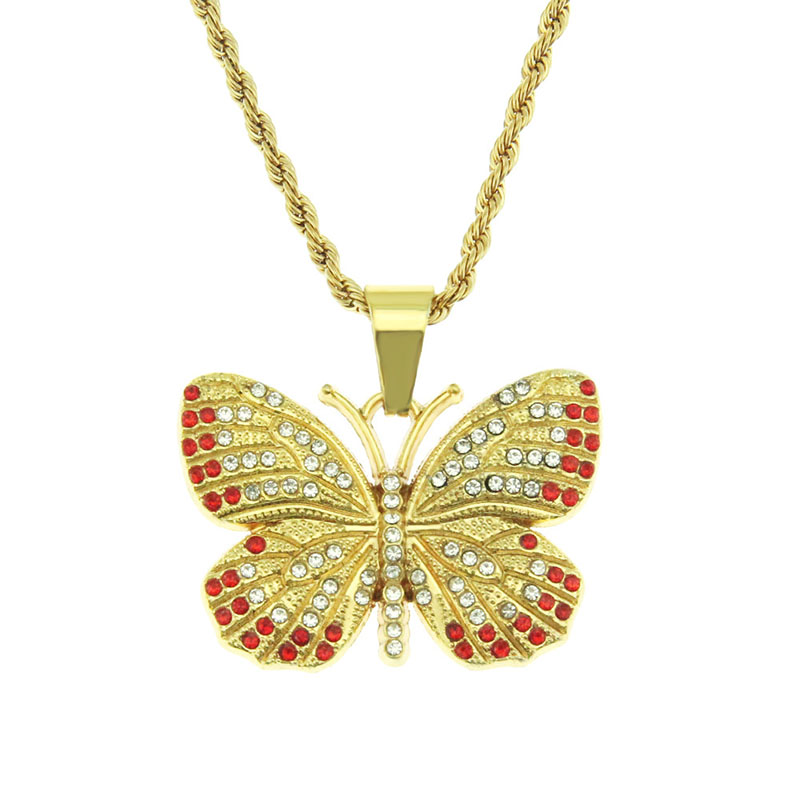 Wholesale Jewelry Alloy Electroplate Butterfly Pendant Necklace
