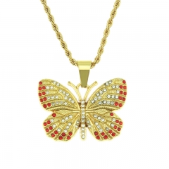 Wholesale Jewelry Alloy Electroplate Butterfly Pendant Necklace