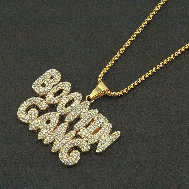 Wholesale Jewelry Hip-hop Personalized Three-dimensional Full Diamond Letter Pendant Necklace