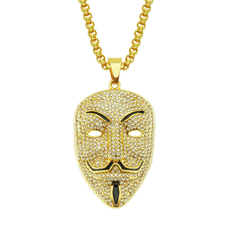 Full Diamond Portrait Mask Pendant Necklace Supplier