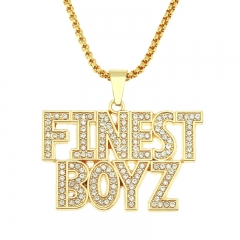 Hip Hop Alphabet Pendant Necklace With Full Diamonds Supplier