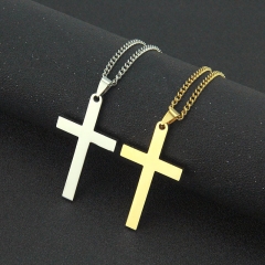 Punk Hip Hop Glossy Stainless Steel Cross Pendant Necklace Supplier