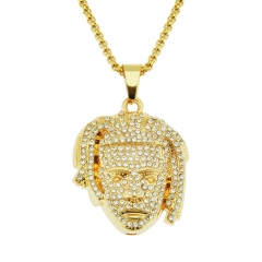 Full Diamond Stereoscopic Portrait Pendant Necklace For Men Hip Hop Supplier