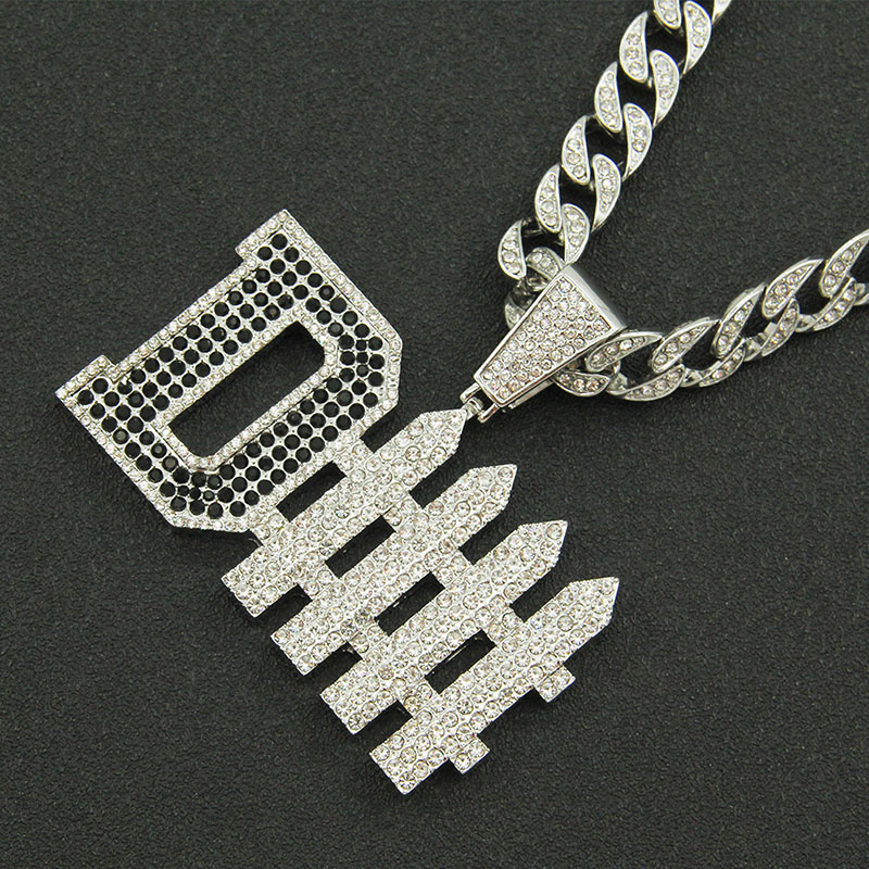 Full Diamond Letter Pendant Cuban Chain Necklace Manufacturer