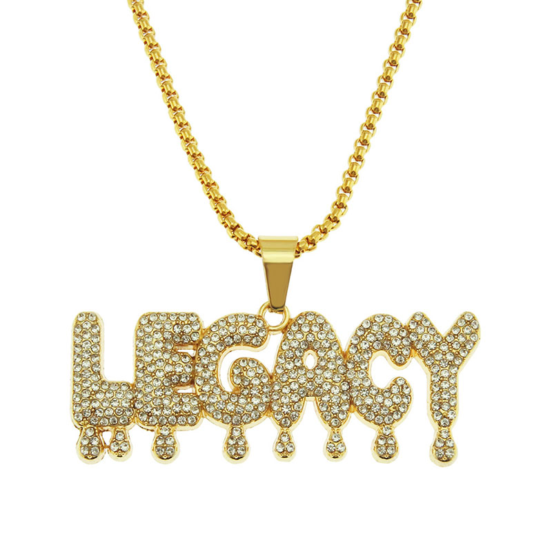 Creative Diamond Encrusted Three Dimensional Letter Pendant Punk Hip Hop Drop Necklace Supplier