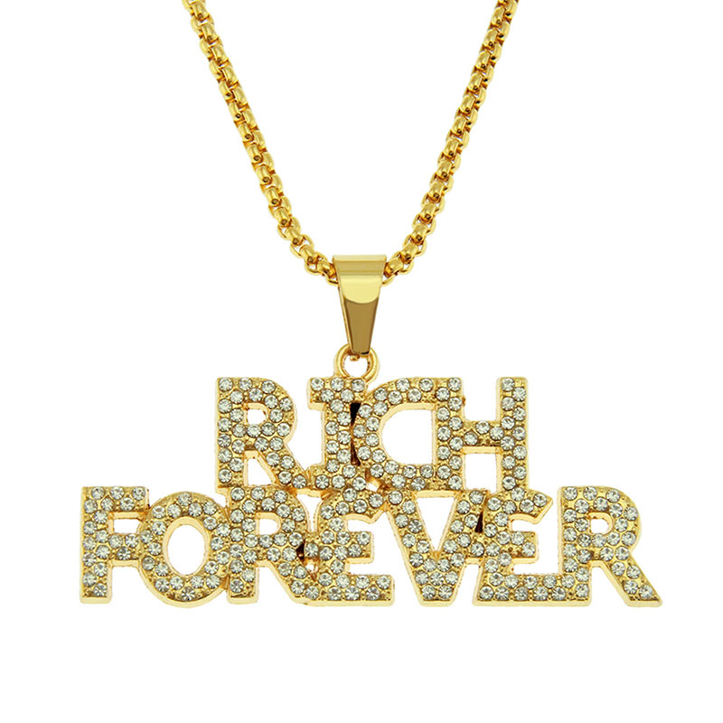 Fashionable Stereoscopic Full Diamond Letter Pendant Hip Hop Necklace Supplier